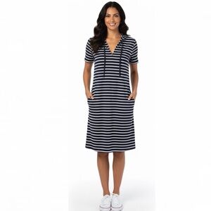 Cabi Dockside Hooded Striped Nautical Mini Dress Cover Up Medium